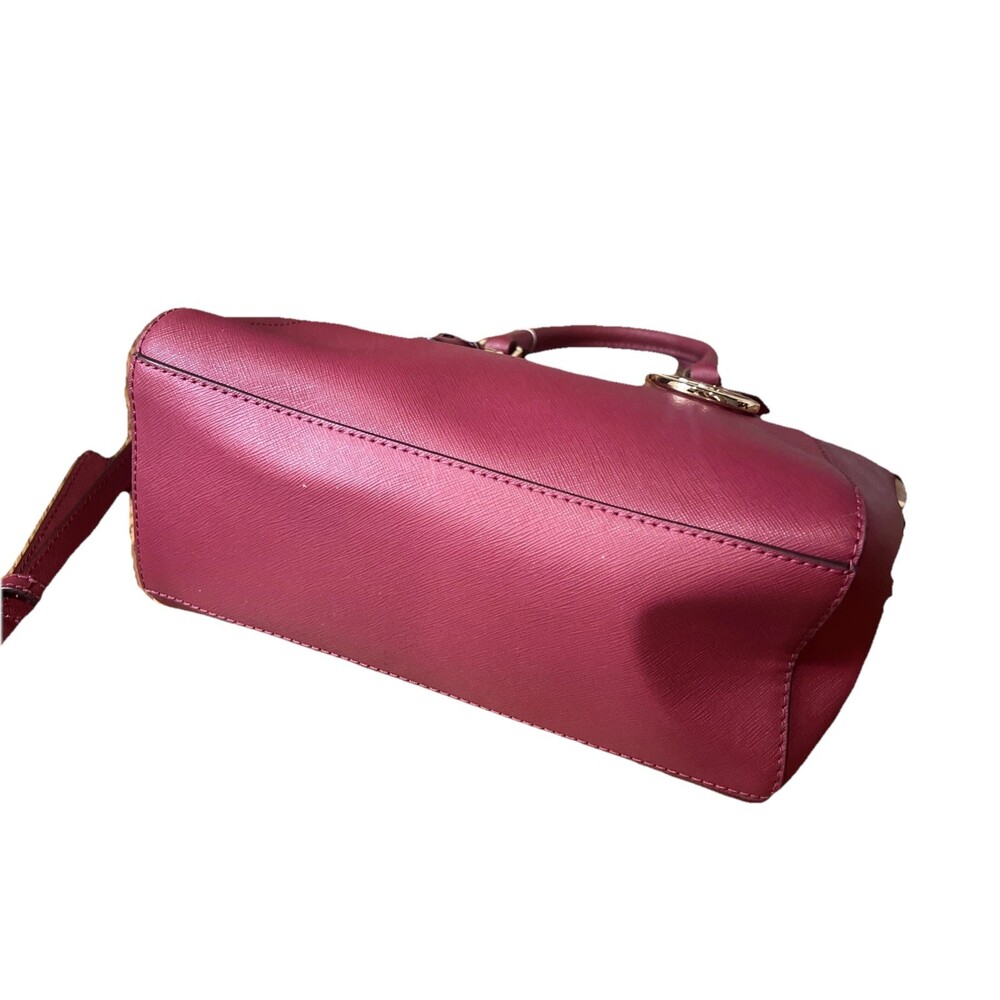 Michael Kors Ciara Saffiano Leather Raspberry Pink Satchel Crossbody Versatile - Picture 5 of 16